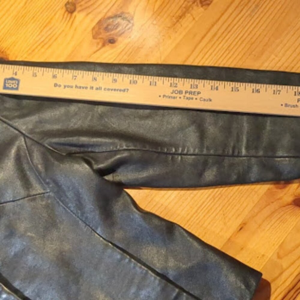 Fleet Street Red Label Black Leather Jacket Small Blazer Button Front 90s Minima - Picture 6 of 13